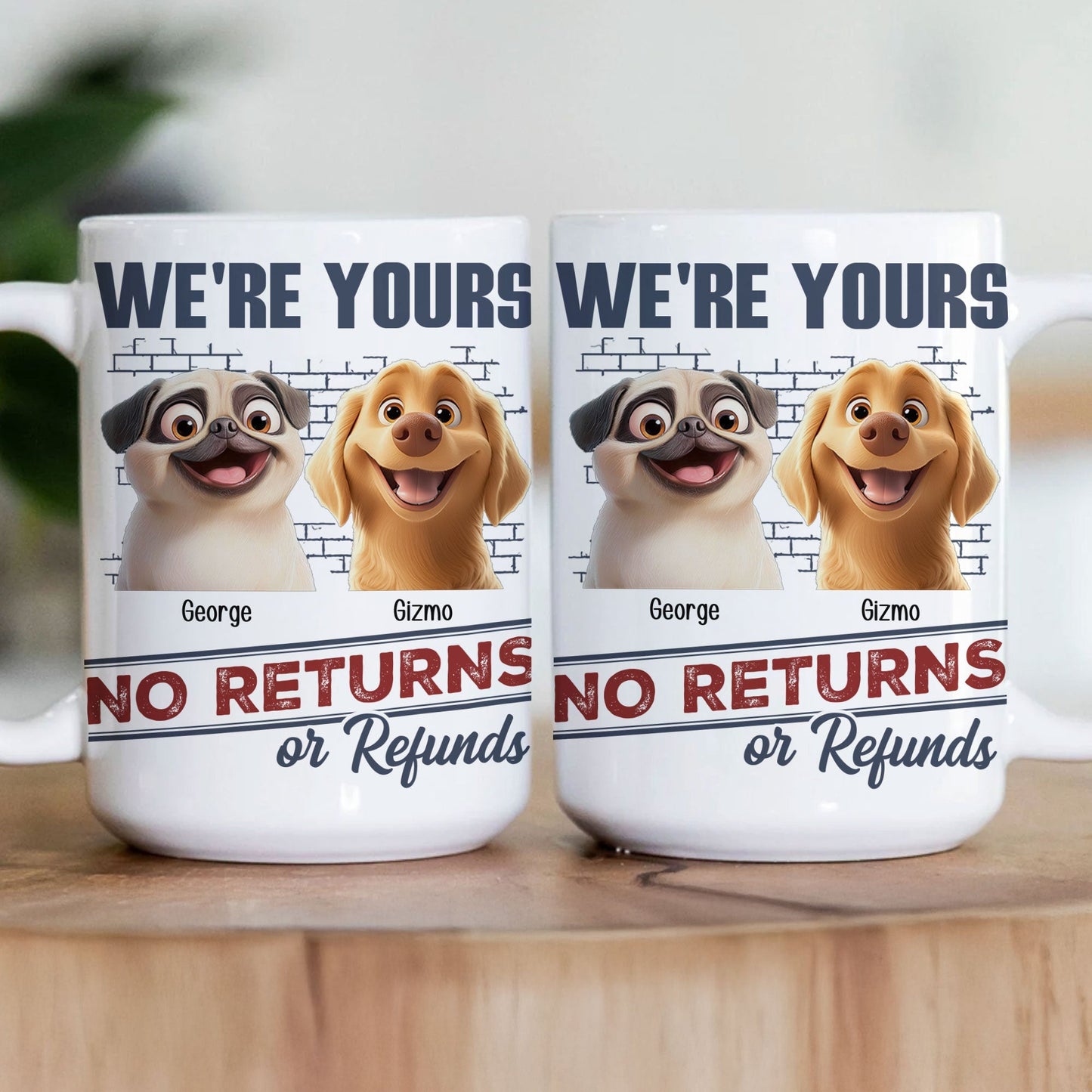 Dog Lovers' Personalized Mug – No Returns Design, Gift for Couples