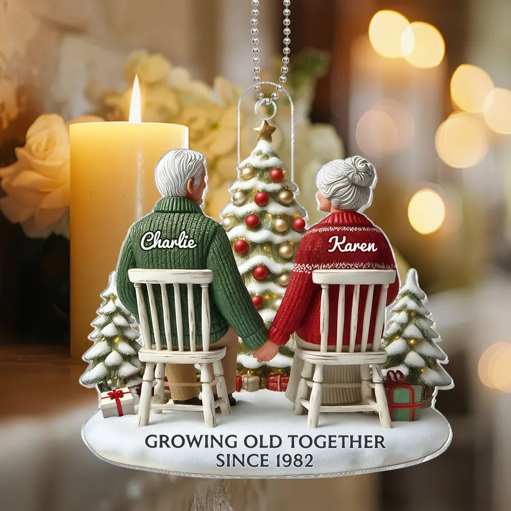 Christmas Acrylic Car Hanger for Couples – Heartwarming Holiday Keepsake, Perfect Gift for Parents or Grandparents