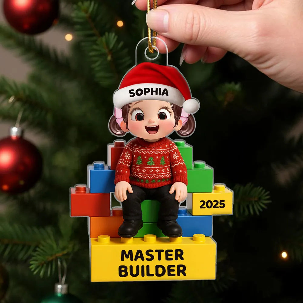 Playful Building Block Acrylic Ornament for Christmas Tree – Holiday Décor and Thoughtful Gift