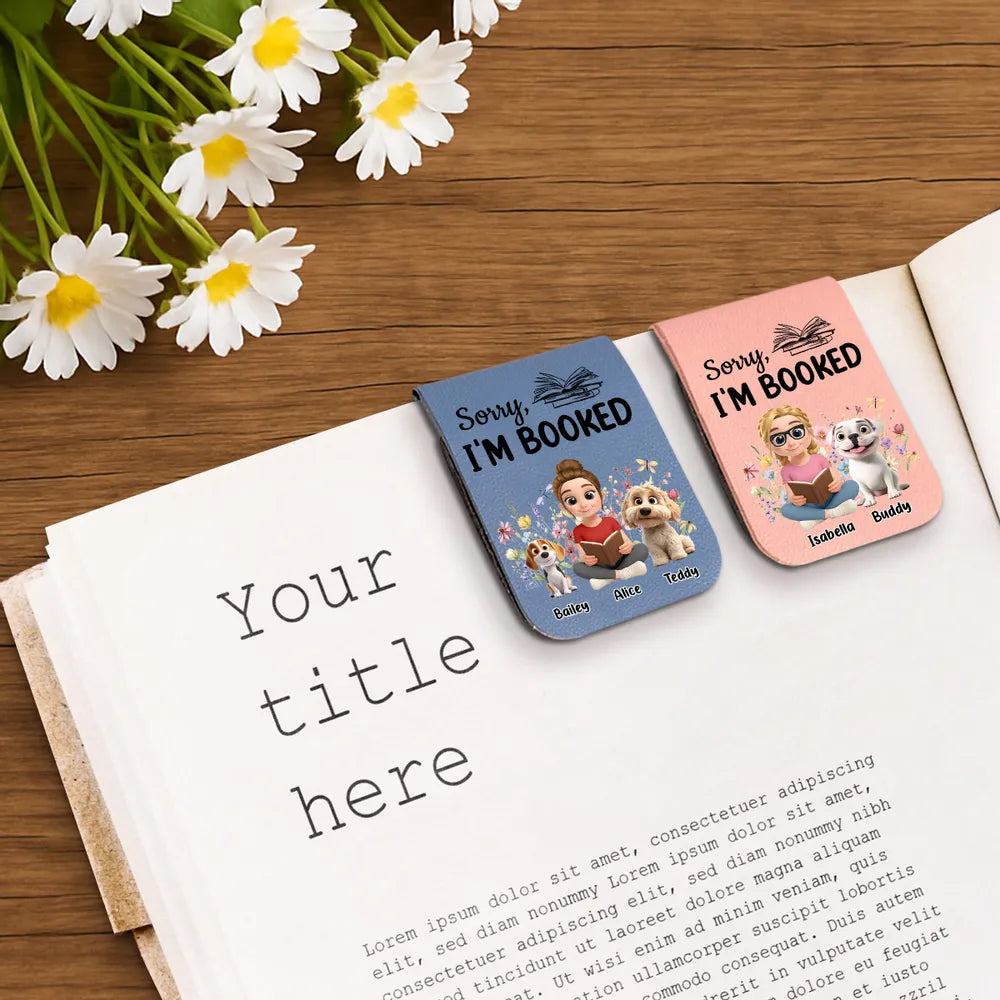 Personalized Leather Magnetic Bookmark, Humorous Design with Cute Illustration, Ideal Book Companion