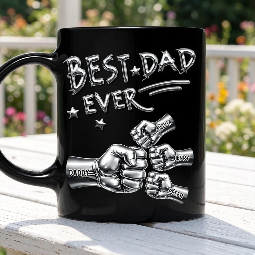 Personalized Best Dad Ever Full Color Mug, Custom Fist Bump Design for Coffee Time, Unique Gift for Dad