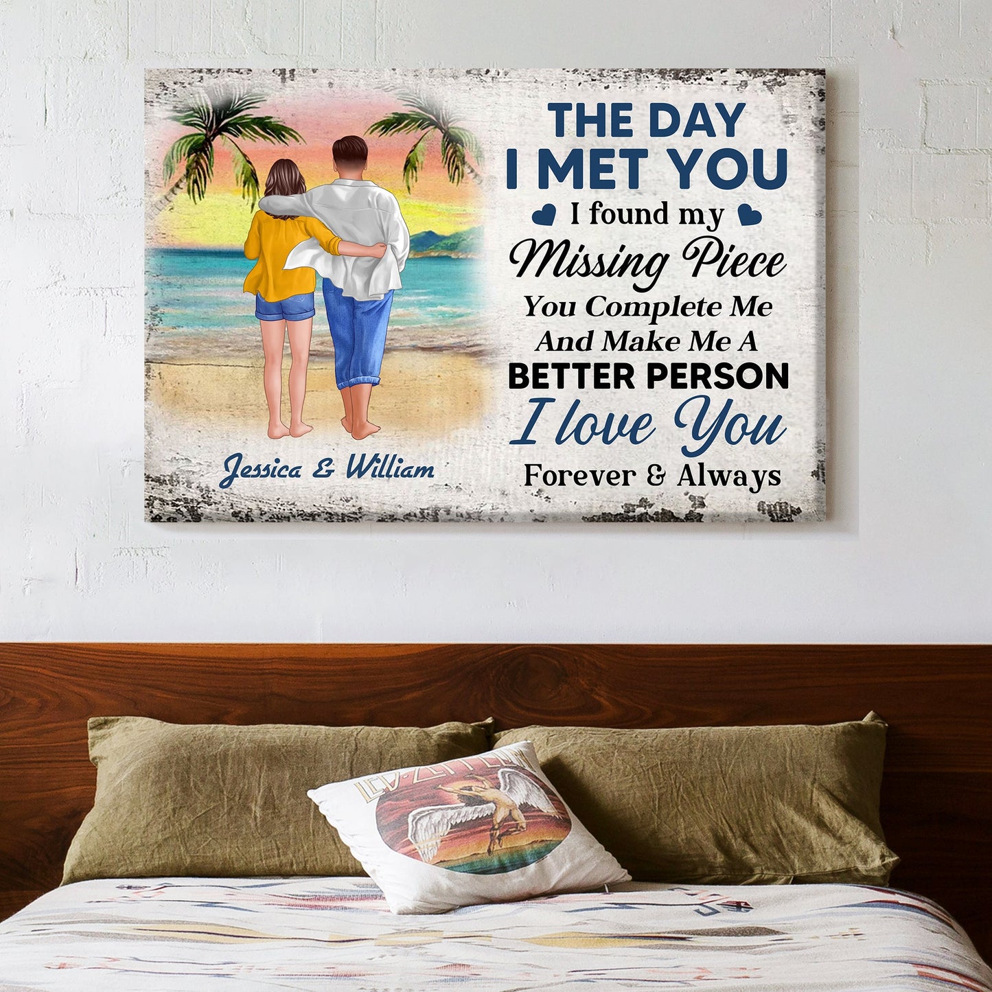 Personalized Beach Couple Poster or Canvas - "The Day I Met You" Romantic Keepsake Gift, Perfect for Couples