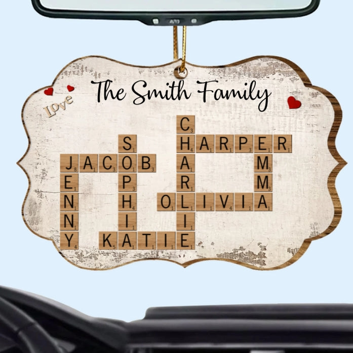 Personalized Family Crossword Poster, Plaque, or Ornament – Custom Family Names Gift for Home Décor and Special Occasions
