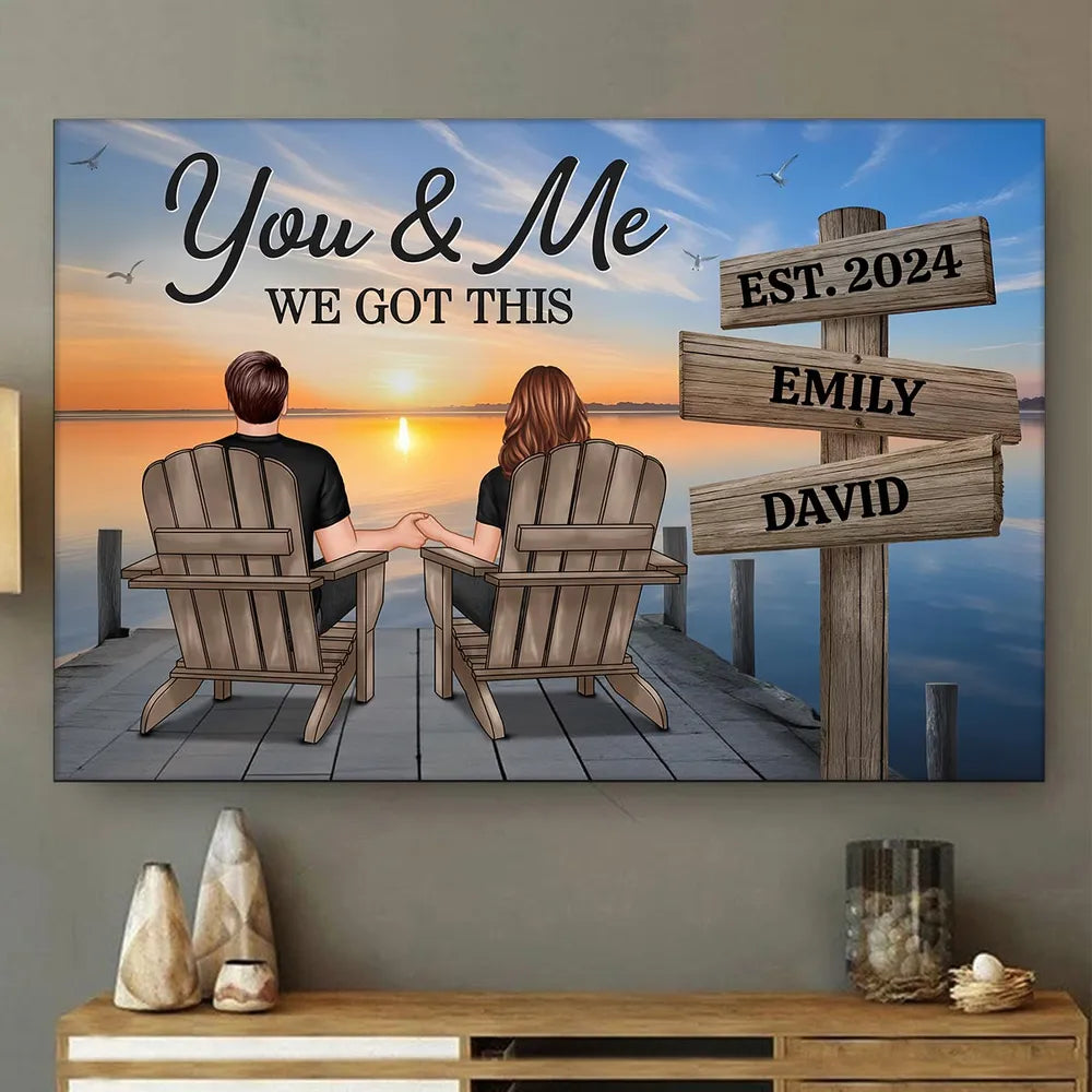 Seaside Poster Romantic Couple Back View Clear and Sturdy Love Memory Wall Décor Gift