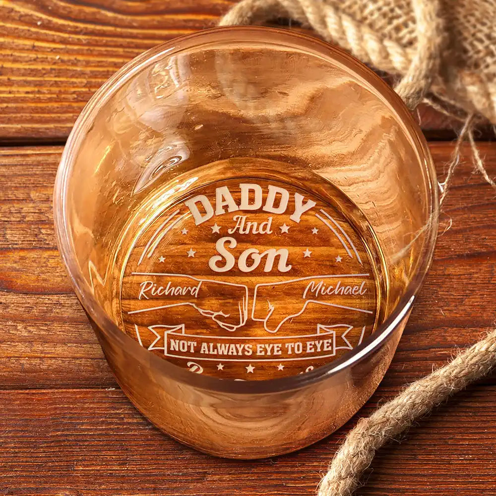 Daddy And Children Always Heart To Heart - Custom Whiskey Glass for Dad – Personalized Father’s Day or Birthday Gift