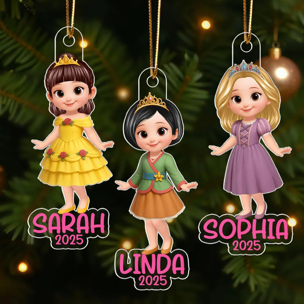 Cute Girl Themed Acrylic Ornament – Customizable Christmas Decoration for Kids