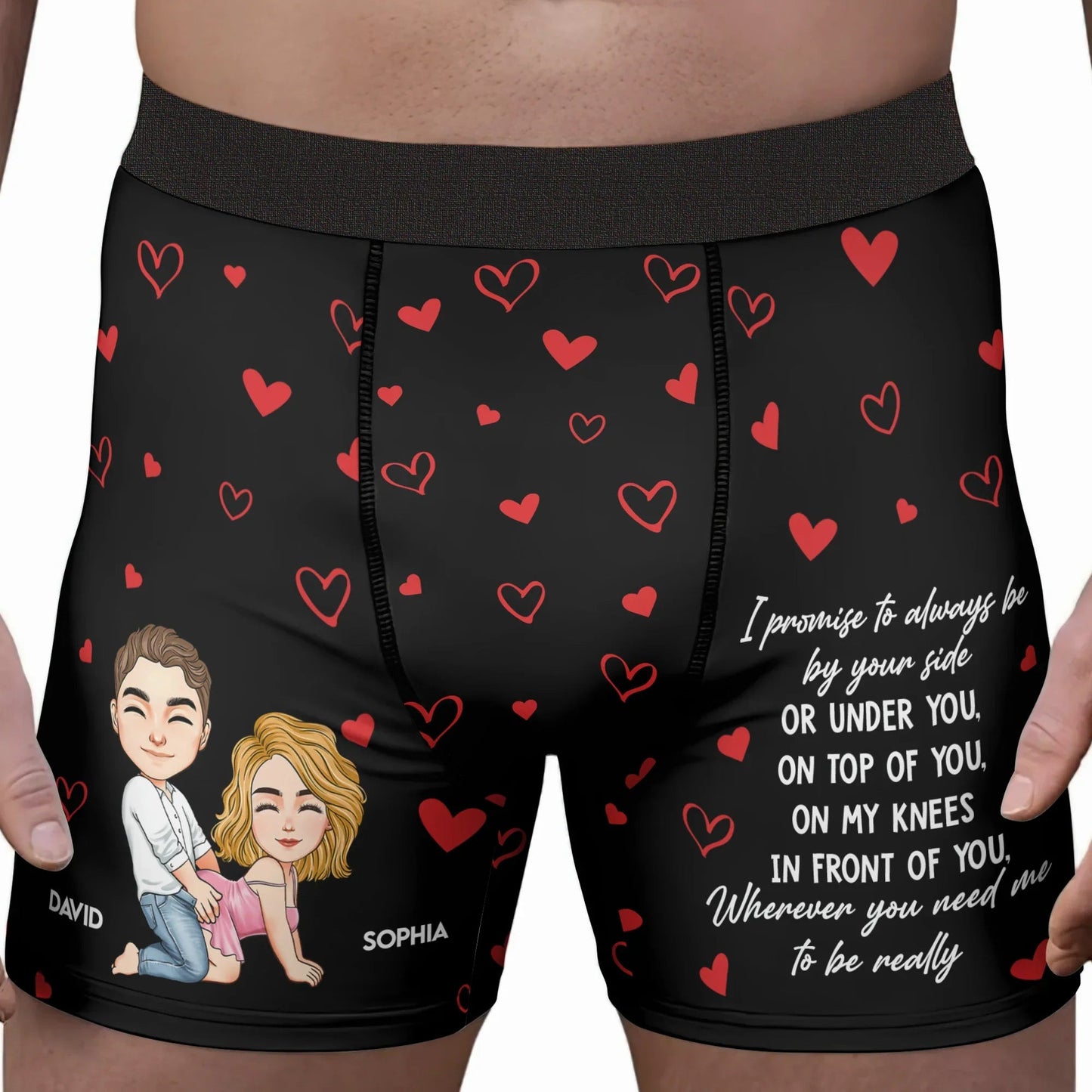 I Promise To Always Be By Your Side Quote Personalized Men's Boxer Briefs - Playful Couple Gift for Date Nights