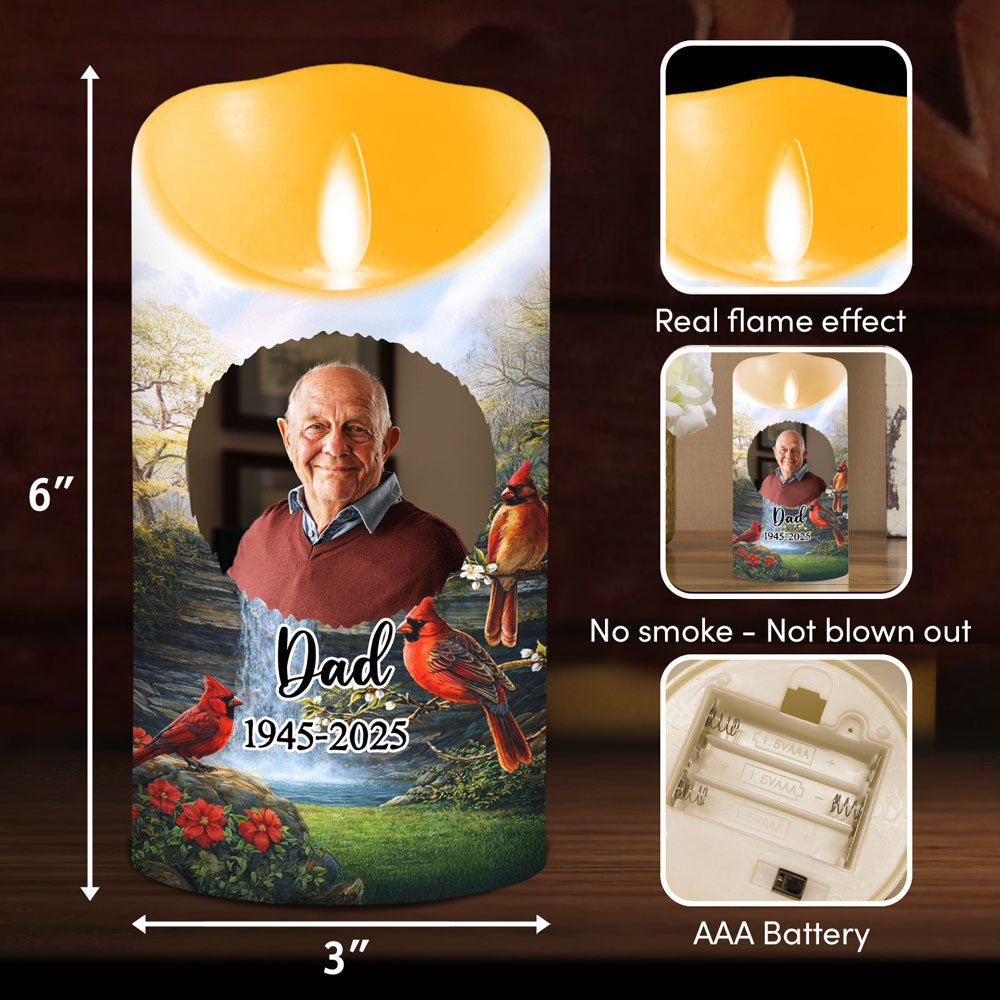 Personalized Flameless LED Candle with Photo and Memorial Quote, Peaceful Warm Glow, Unique Remembrance Gift