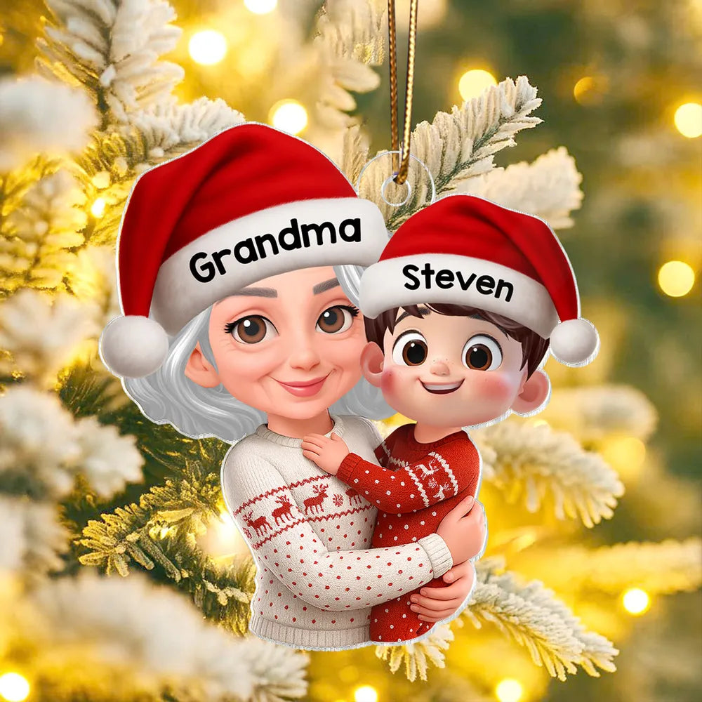 Personalized Christmas Ornament - Grandma & Grandchild Hug