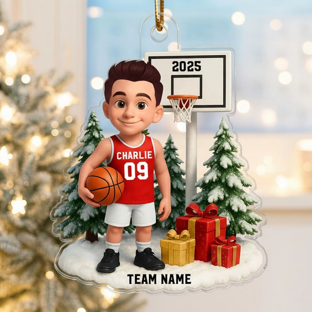 Basketball Acrylic Ornament with Custom Design – Festive Tree Decoration & Perfect Gift for Sports Lovers