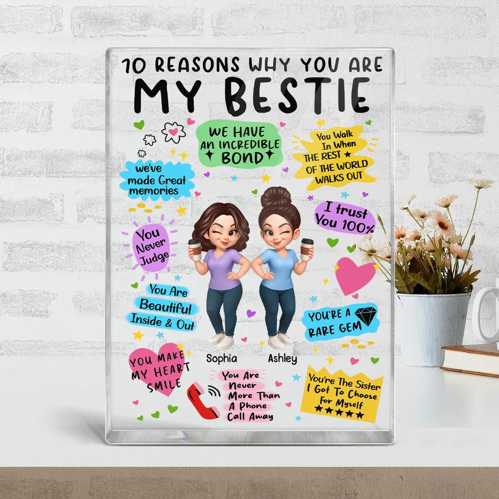 “10 Reasons Why You Are My Bestie” Personalized Acrylic Block Plaque