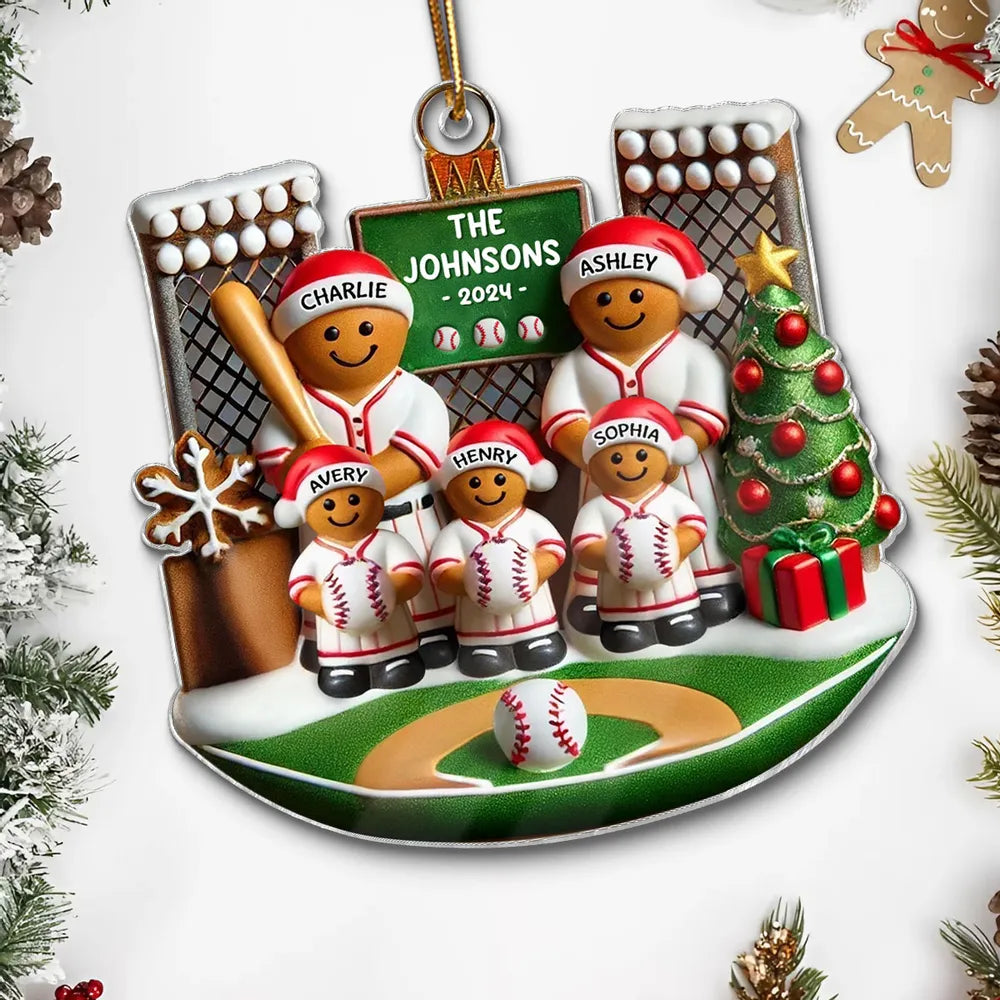 Custom Baseball Family Christmas Ornament - Personalized Holiday Keepsake