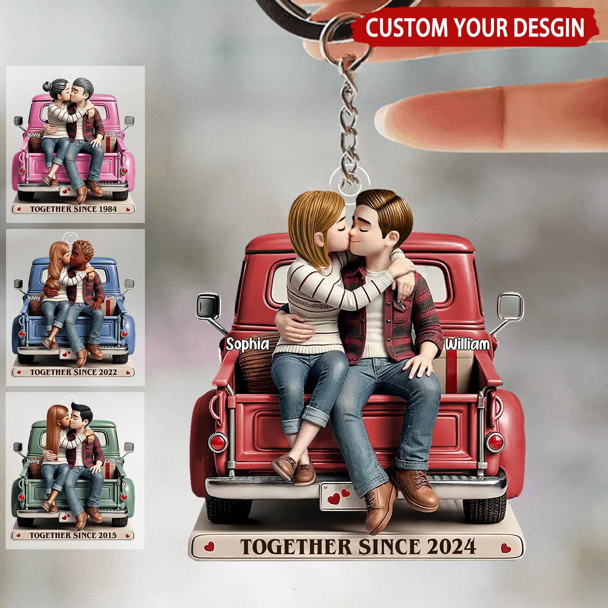 Love and Romance Acrylic Keychain - Personalized Couple Gift - Custom 'Together Since' Keychain for Couples
