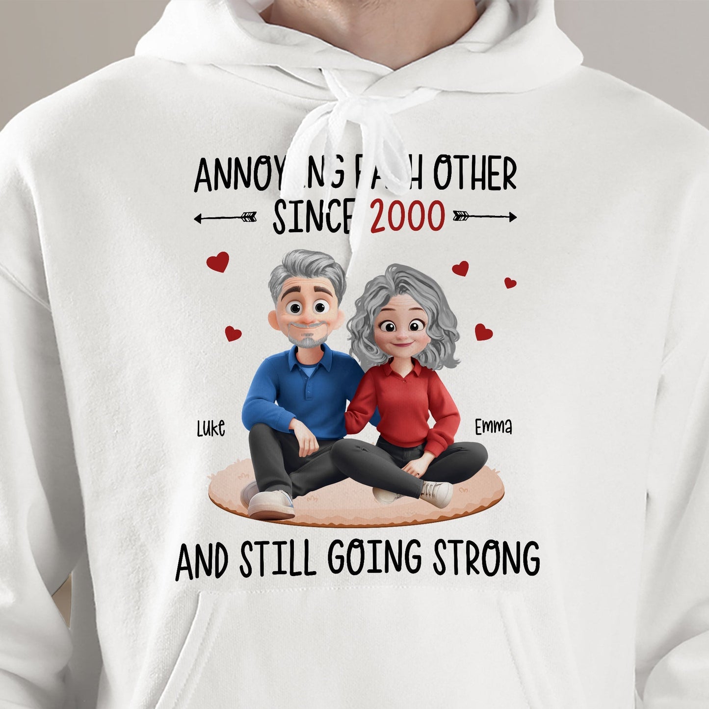 Funny Couple Cartoon Classic Tee, playful love design for partners, perfect as a thoughtful gift and everyday wear
