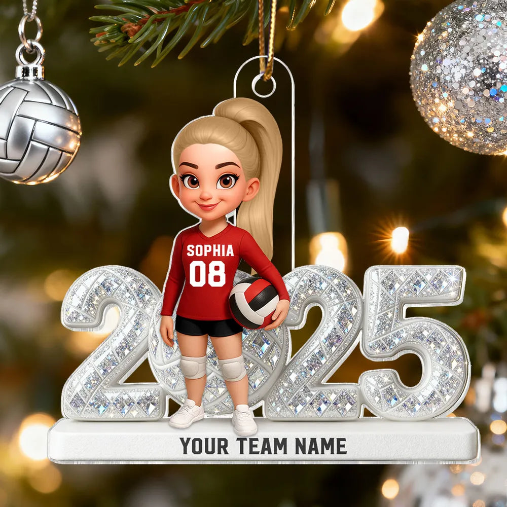 Custom Volleyball Girl Acrylic Ornament | Sparkling Year Design, Celebrating Youthful Spirit, Perfect Gift for Sports Girls