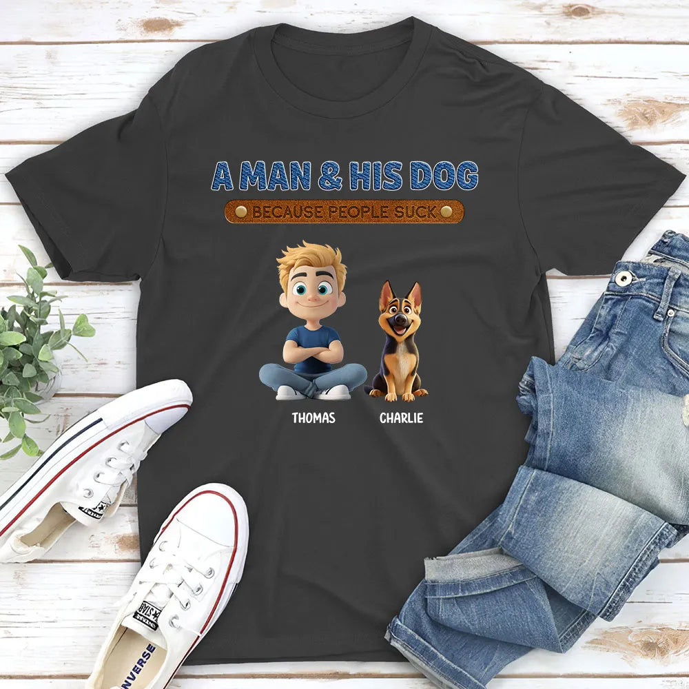 Classic Tee for Dog Lovers with Creative Print Design, Gift for Friends
