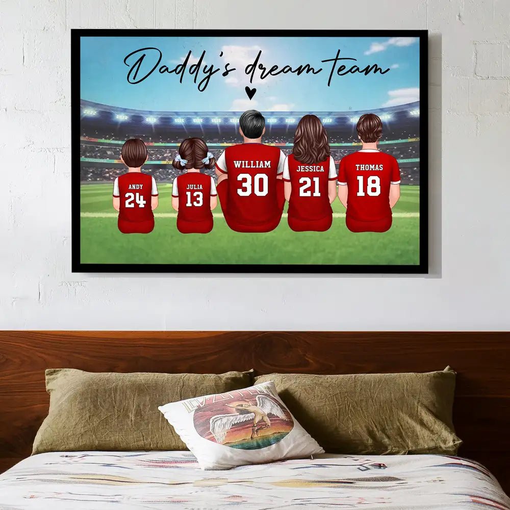 “Daddy’s Dream Team” Personalized Soccer Poster / Canvas – Red Jersey Father’s Day Edition