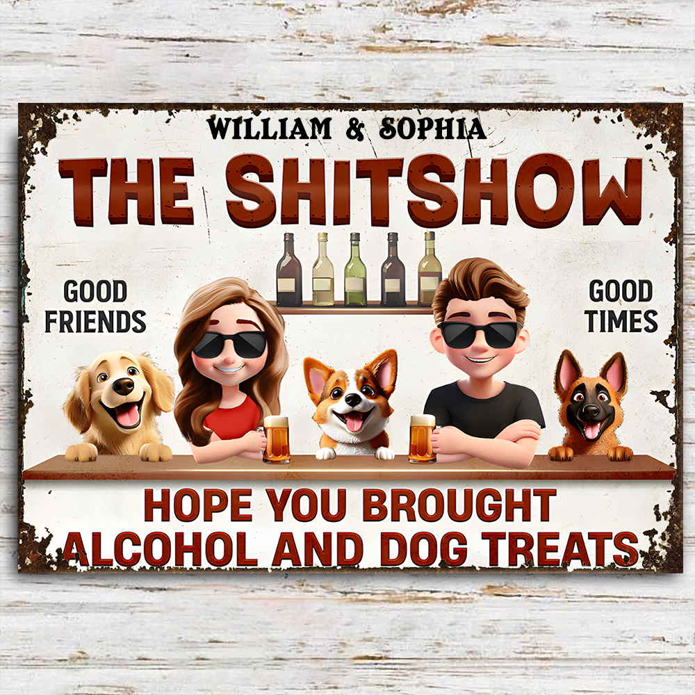 Personalized Iron Sign for Couples & Dog Lovers - Custom Outdoor Decor