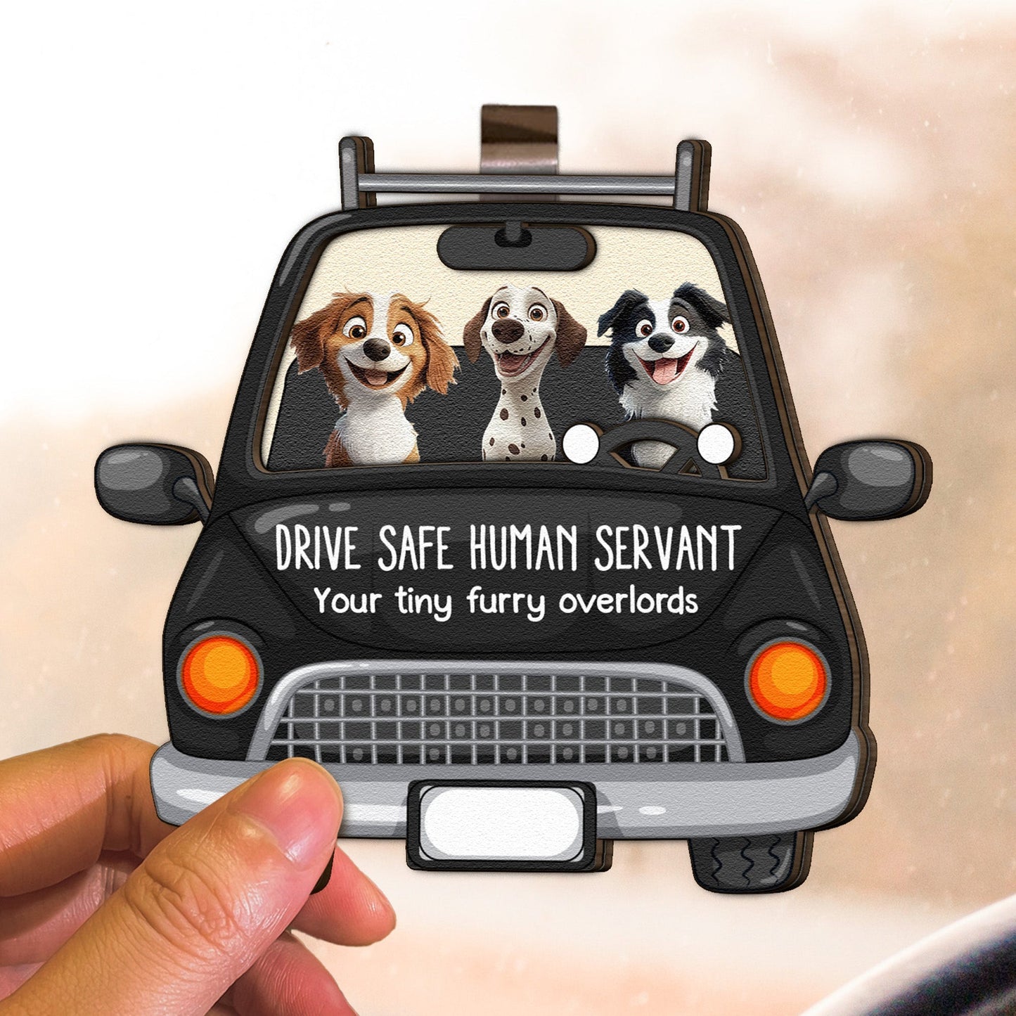 Personalized Dog Car Visor Clip - 'Drive Safe' Custom Pet Illustration Gift