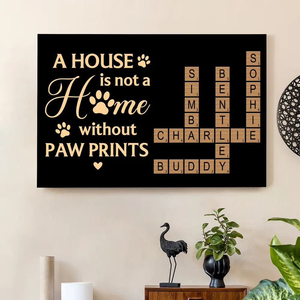 Personalized Poster/Canvas with Paw Prints Design