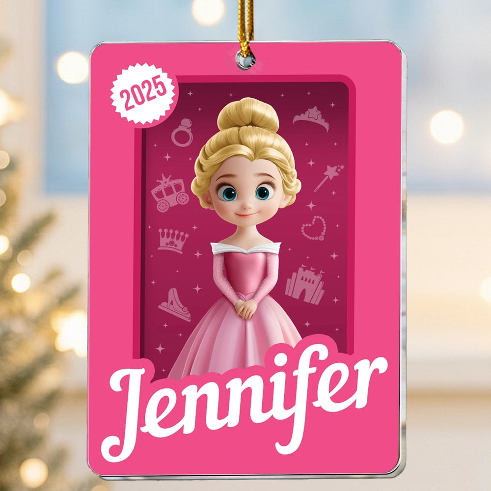 Acrylic Ornament with Cute Princess Artwork, Customizable Kids Keepsake for the Tree - Creative Gift She Will Love