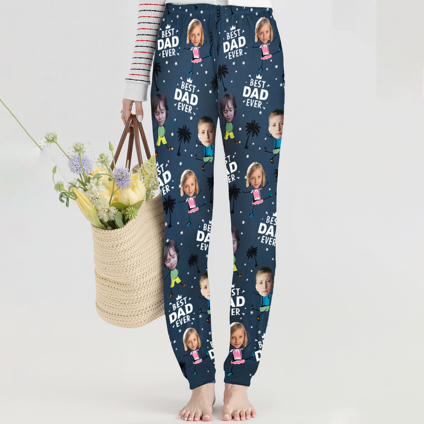 Best Dad Ever Sweatpants – Fun Personalized Pajamas with Kids’ Faces – Perfect Gift for Father’s Day or Birthdays