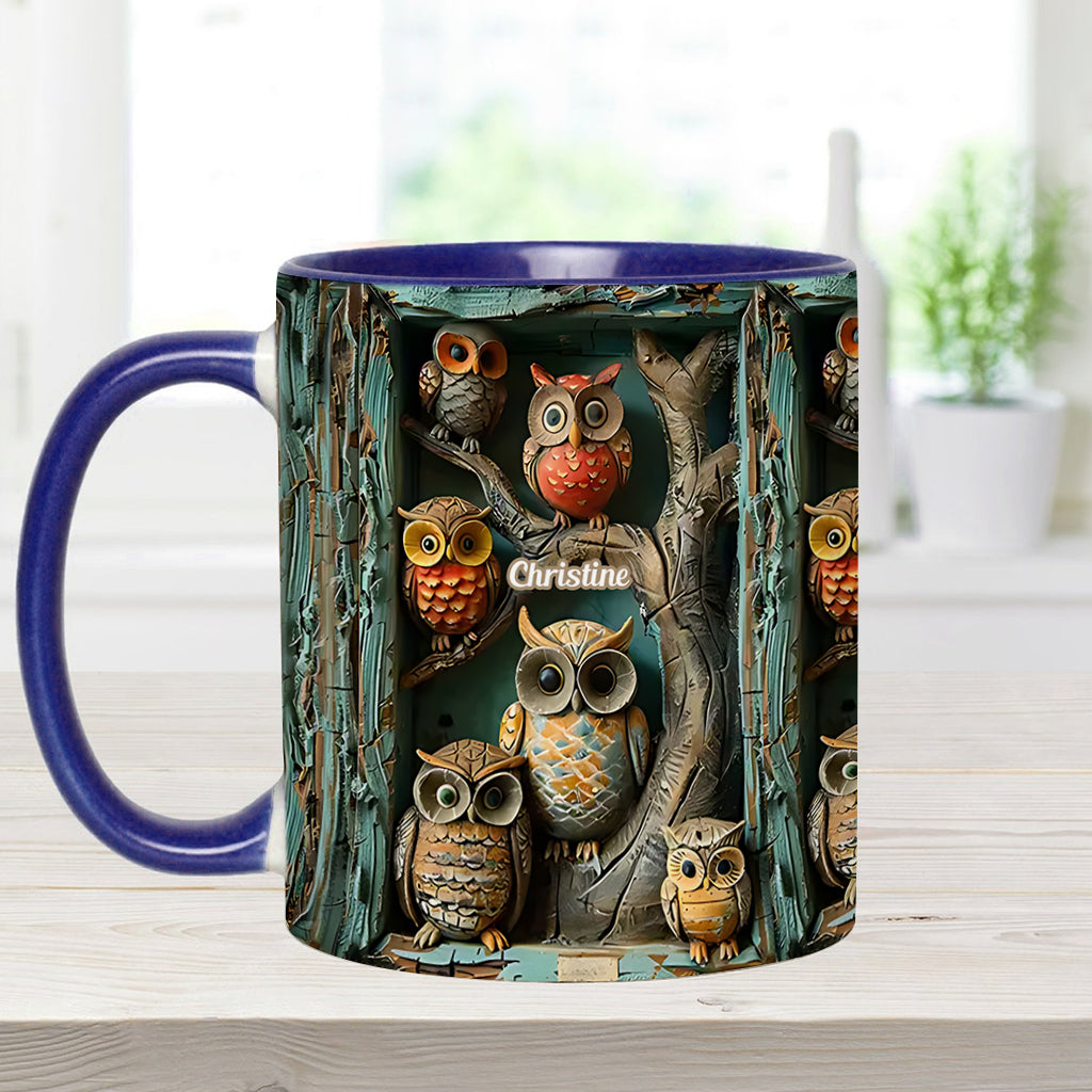 Just A Girl Who Loves Owls - Personalized Owl Accent Mug