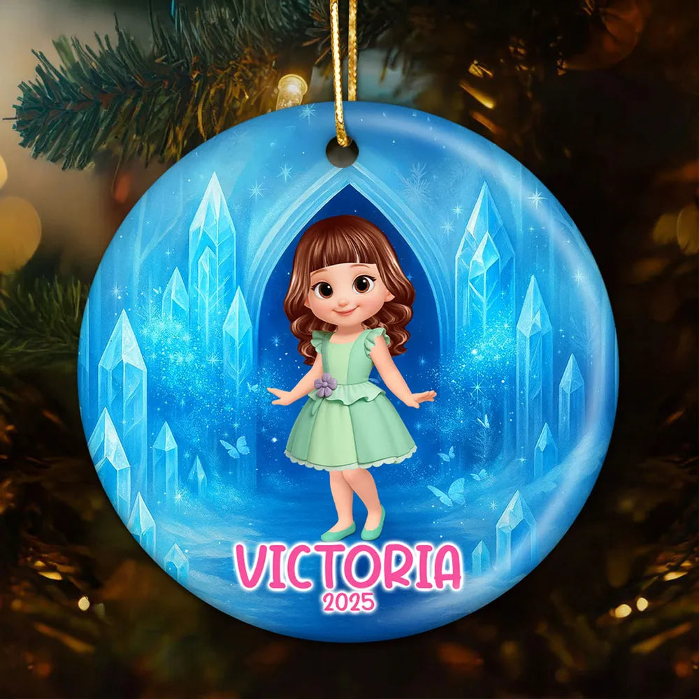 Ceramic Ornament with Princess Fairytale Design, Enchanted Forest Scene with Animals, Heartwarming Keepsake and Perfect Gift for Children
