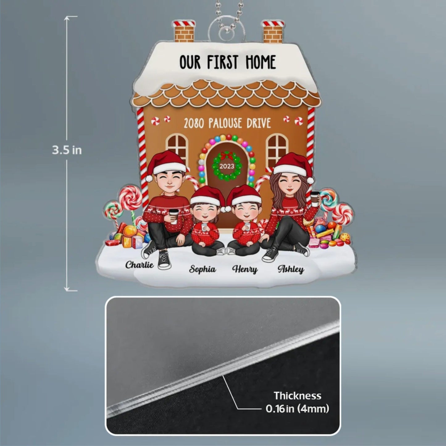 Our First Home Gingerbread Acrylic Ornament — Family Keepsake, Heartwarming Christmas Gift