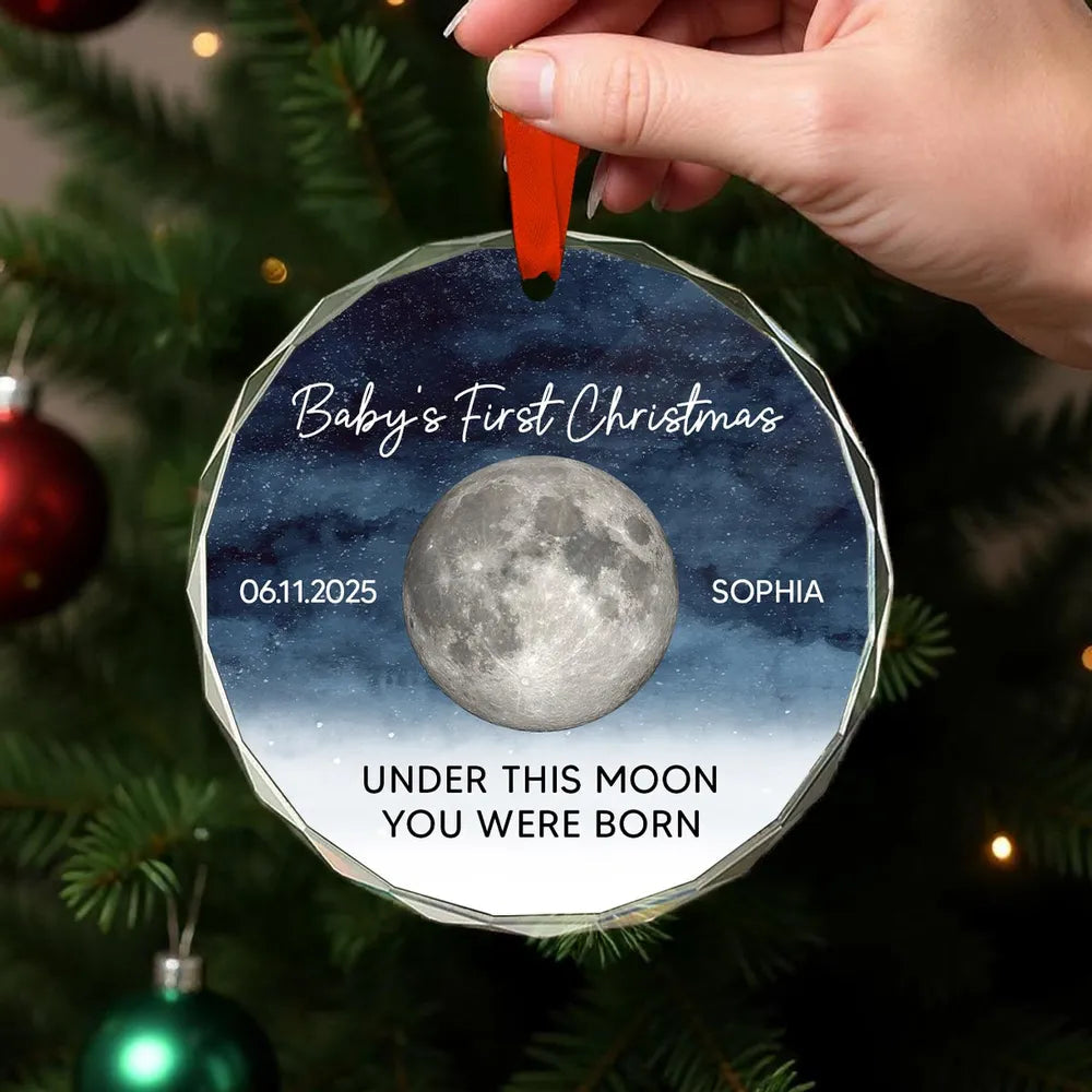 Personalized Baby's First Christmas Moon Ornament Gift