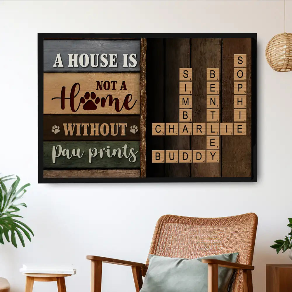A House is Not a Home Without Paw Prints – Personalized Poster – Perfect for Pet Lovers' Home Decor