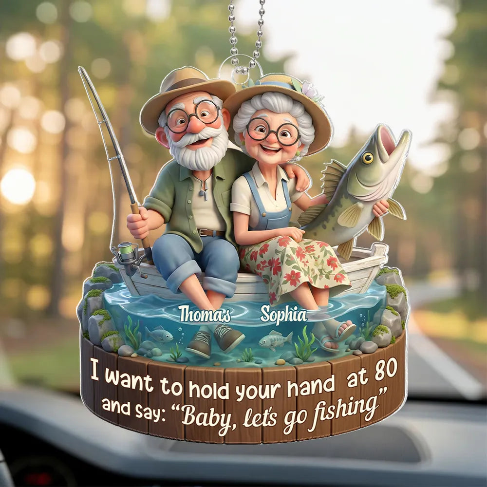 Acrylic Ornament Personalized Sweet Fishing Date Scene Heartwarming Holiday Decor Unique Creative Gift for Couples