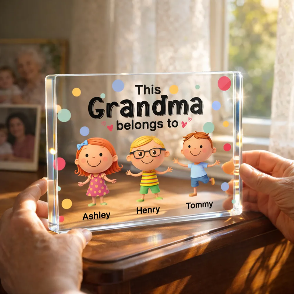 Personalized Rectangle Acrylic Block Plaque 'This Nanny Belongs To' Cute Grandkids Desk Decor - Unique Gift for Grandma