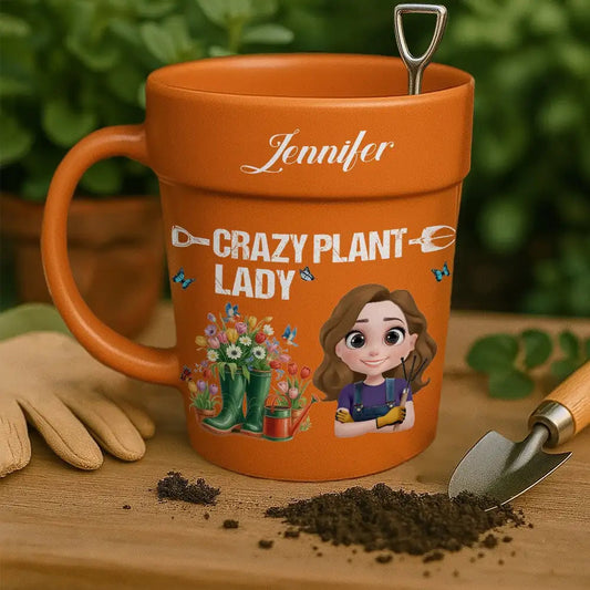 Crazy Plant Lady Personalized Plant Pot Mug – Cute Custom Gift for Gardeners