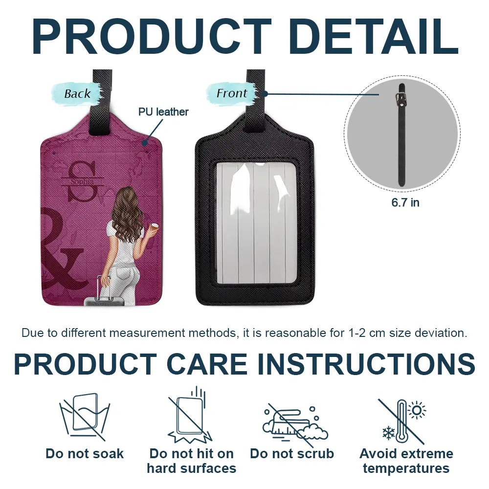2 Leather Luggage Tag Personalized Set, Matching Couple Rolling Suitcase Design for Cruises and Trips, Thoughtful Gift