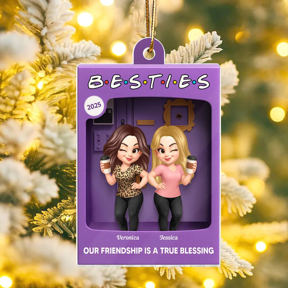 Christmas Decor/Car Charm: Personalized Besties Acrylic Ornament (2-5 Women) - A Sweet Friendship Holiday Keepsake