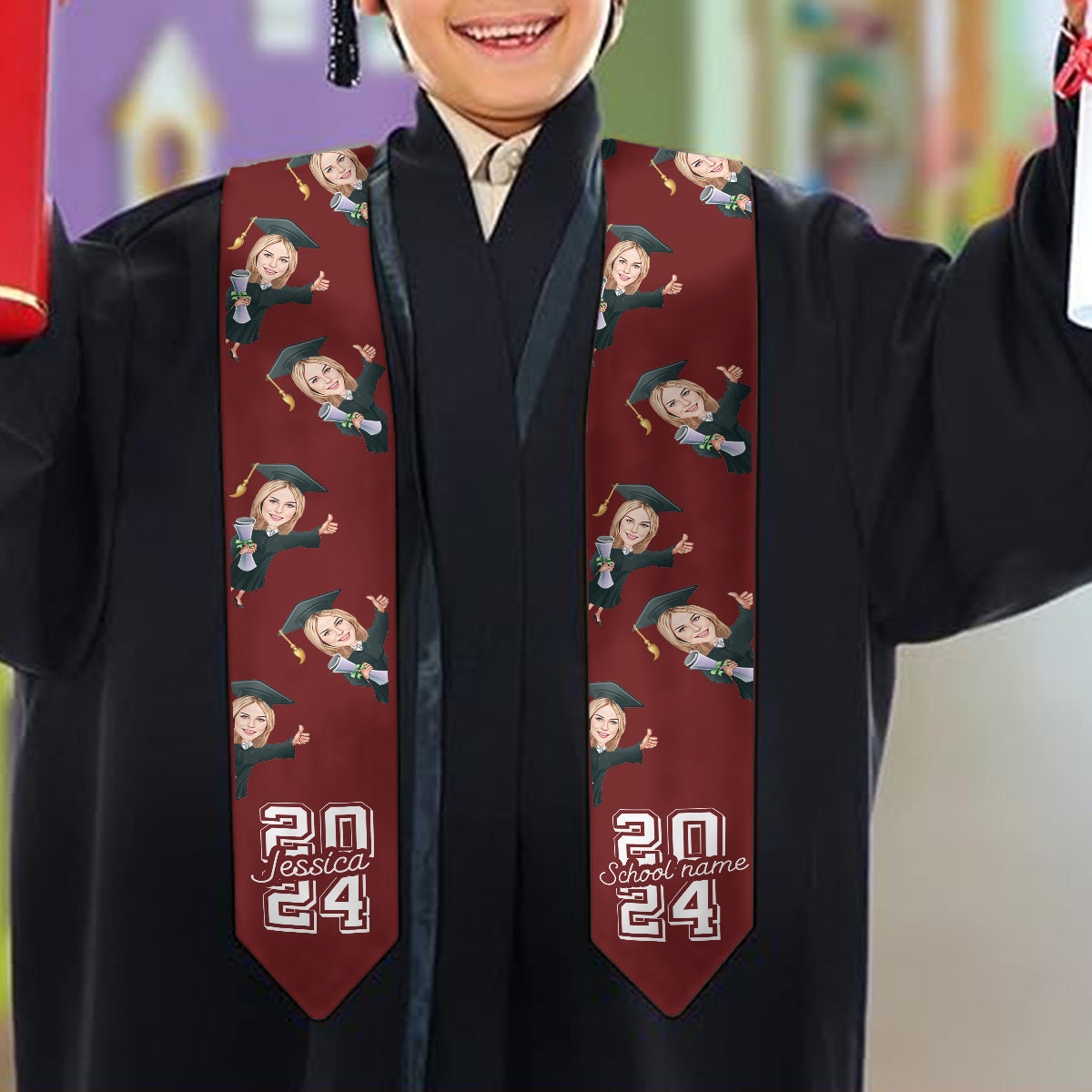 Caricature Funny Character - Personalized Graduation Graduation Stole