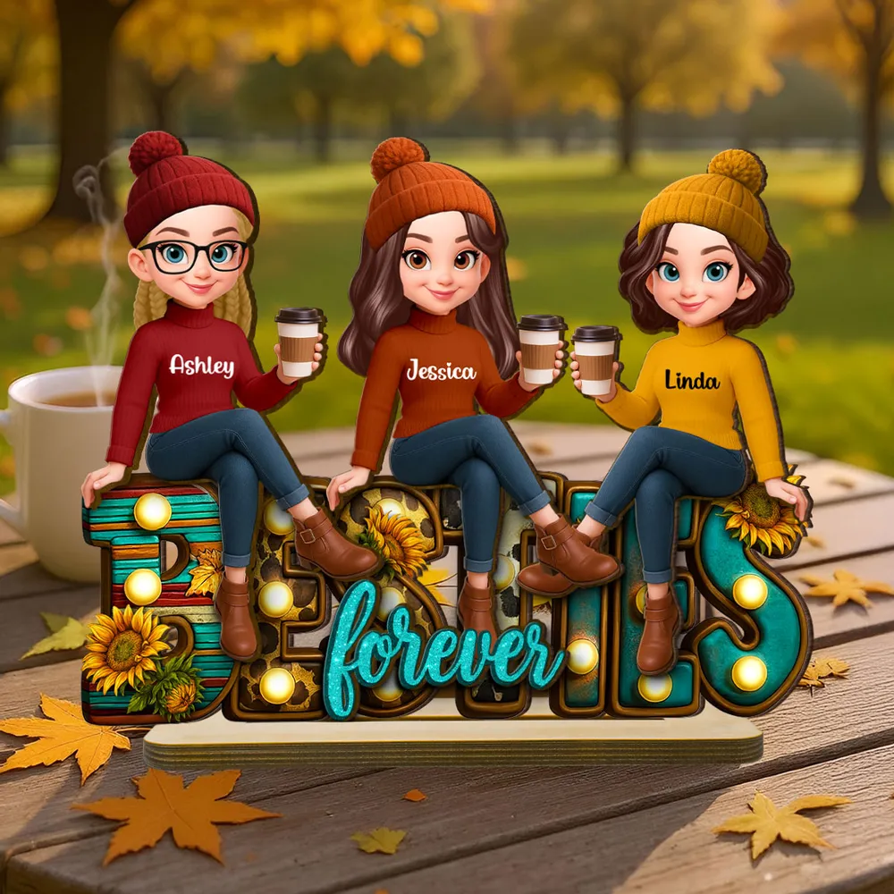 Besties Forever Wooden Plaque, Sunflower Accent Design, Friendship Gift for Her