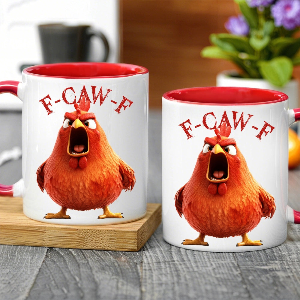 Angry Chicken Funny Mug – F-Caw-F White Ceramic Coffee Cup, Perfect Gift for Friends & Coworkers