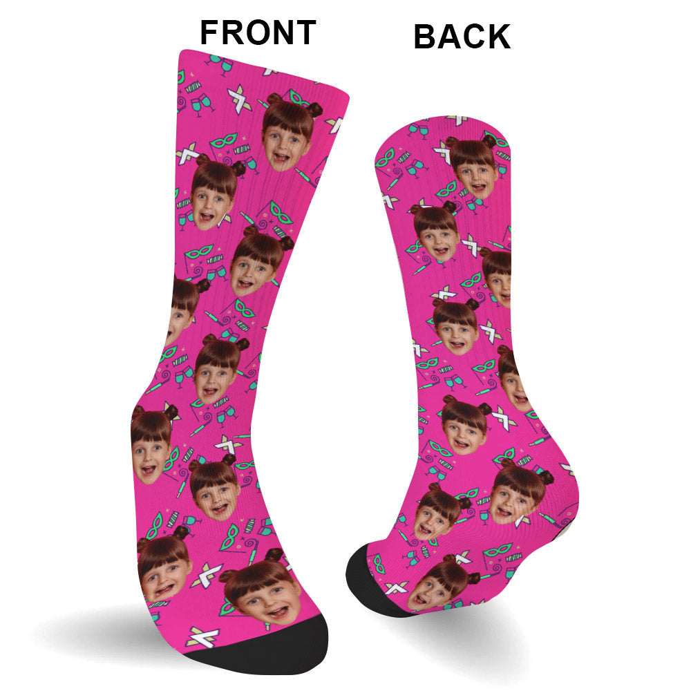 Custom Face Party Pattern - Personalized Kid Socks