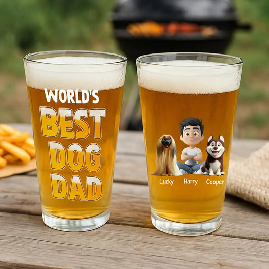 World's Best Dog Dad - Custom Beer Glass for Dog Dad – Perfect Gift for Dog Dads on Father’s Day or Birthdays