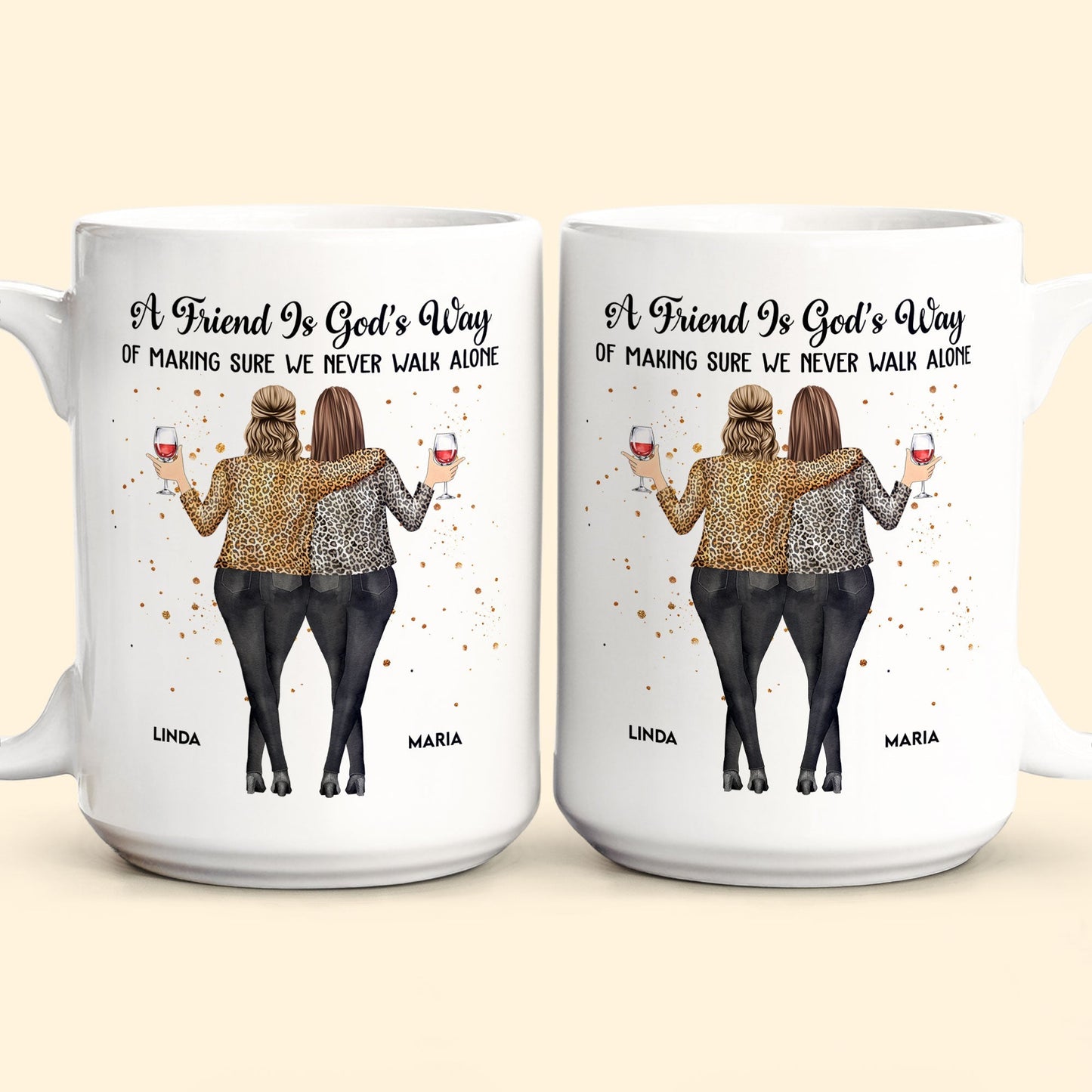 A Friend Is God's Way – Personalized White Ceramic Mug for Best Friends