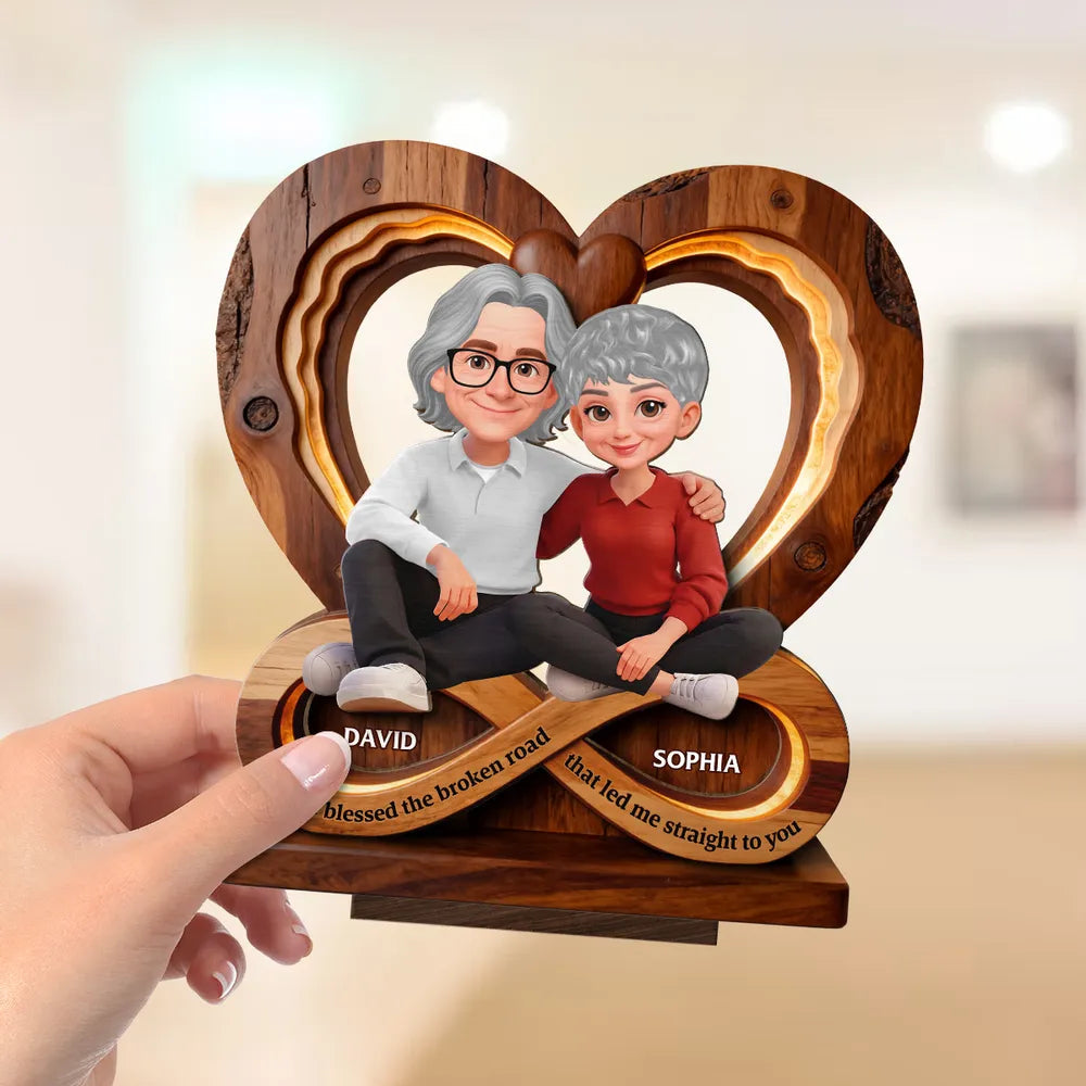 Personalized Couple Infinity Heart 2-Layer Wooden Plaque for Cozy Living Room Display, Unique Romantic Gift for Her or Him