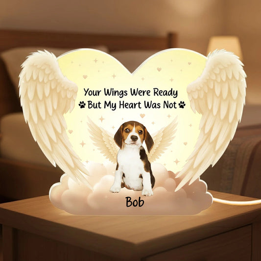Personalized Acrylic Light Box for Dog Memorials with Angel Wings Art, Soft Warm Glow Keepsake Gift for Pet Owners