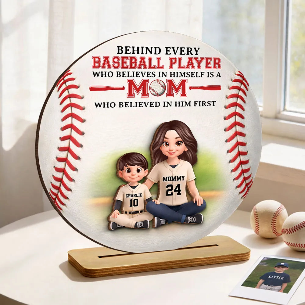Personalized 2-Layer Wooden Plaque Baseball Mom Quote Gift for Mom, Sweet Baseball Keepsake for Living Room Display