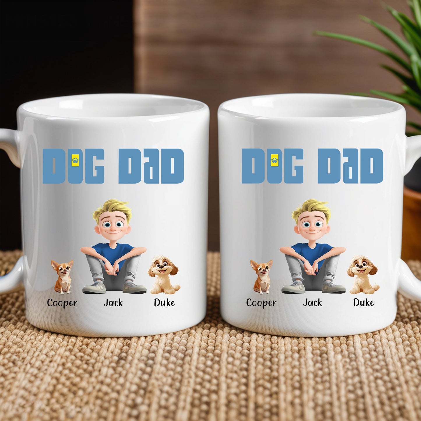 Heartwarming Pet-Themed Mug – Personalized 'A Man and His Dogs' Design, Ideal Gift for Dog Owners