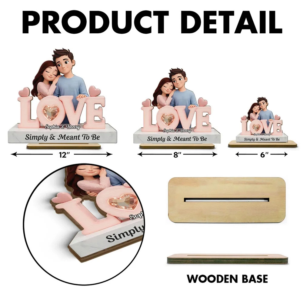 Simply & Meant To Be Wooden Plaque, Personalized Love Decor for Couple Nightstand or Shelf, Thoughtful Unique Gift