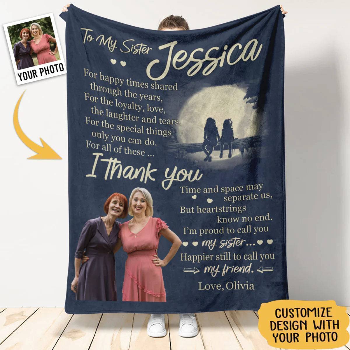 Personalized Custom Blanket For Sisters - Grow Up Together Until We Are Old
