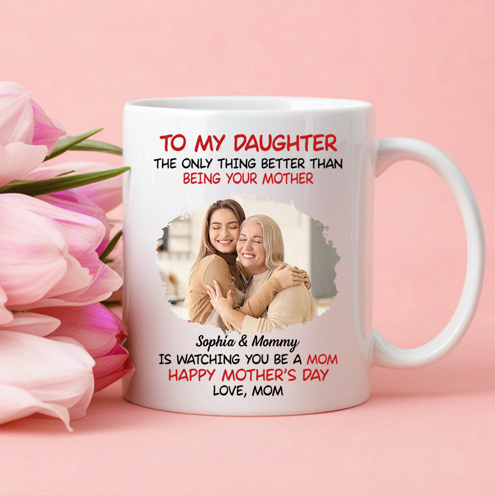 Mother's Day Exclusive Gift – Ceramic Mug, Poster, and Plaque Featuring Hugging Scene with 'To My Daughter, Happy Mother’s Day'