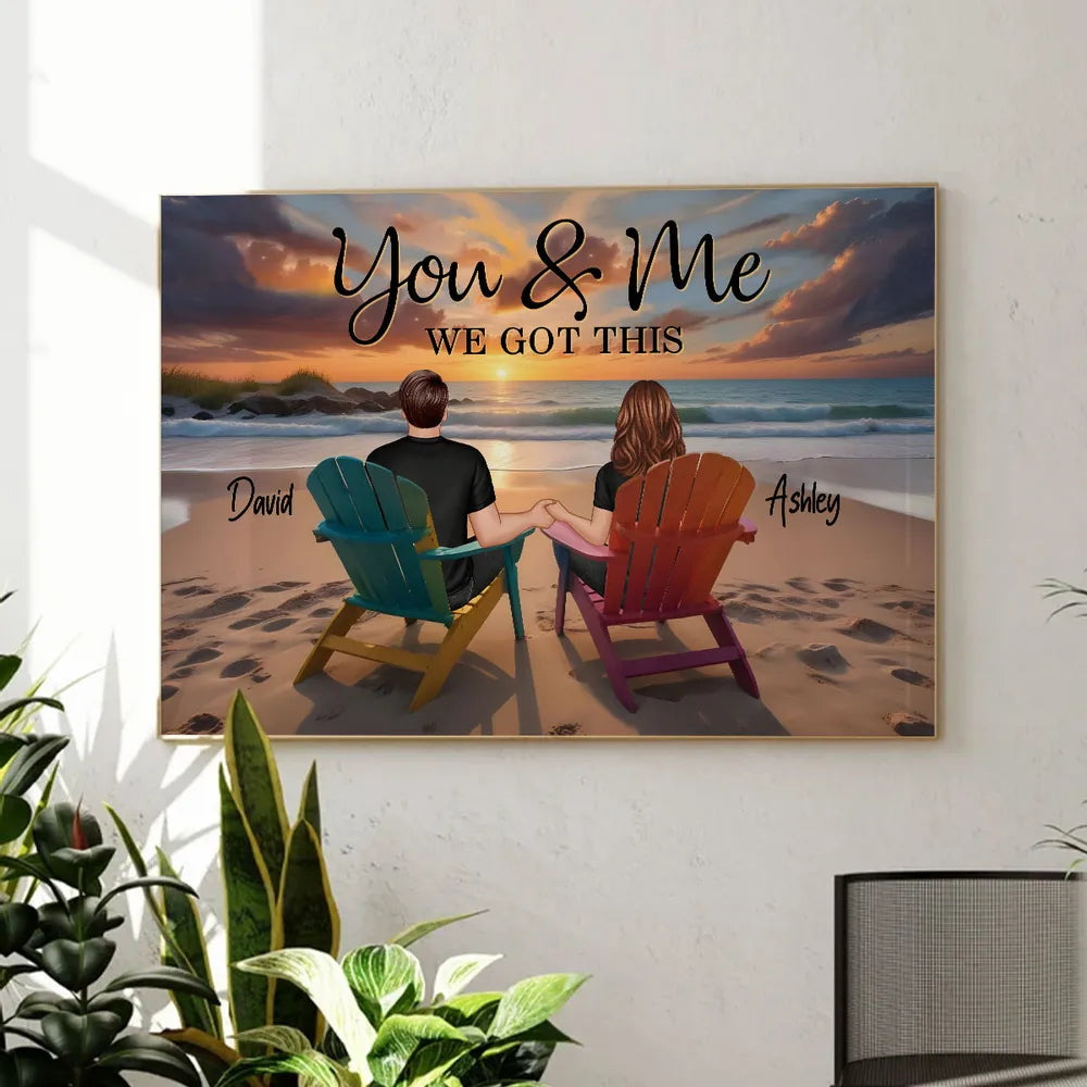 Together We Built a Life We Loved – Personalized Poster for Couples with Sunset Beach Design